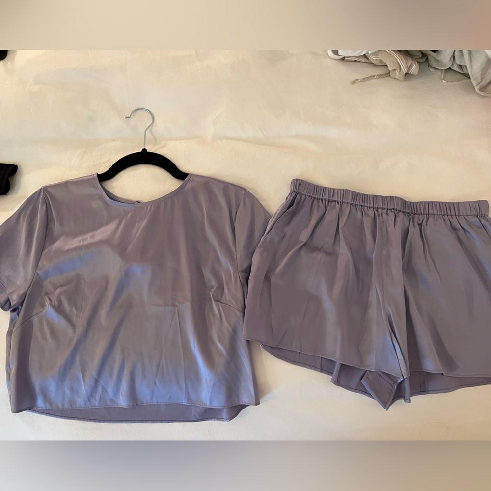FLEUR DU MAL Purple silk Pajama set